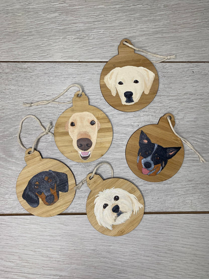 Pet Portrait Christmas Baubles