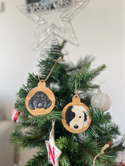 Pet Portrait Christmas Baubles
